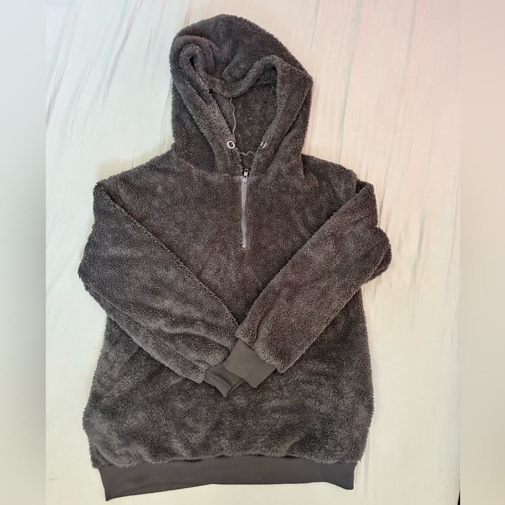 Cozy Gray Fleece Hoodie